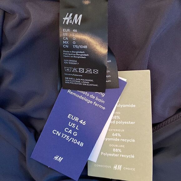 NWT H@M Gray One Piece Swimsuit Size Large - Picture 11 of 11